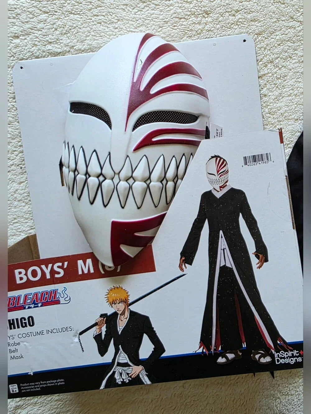 New Bleach Ichigo Halloween costume Iconic mask and robe complete outfit size 8 - Picture 6 of 6